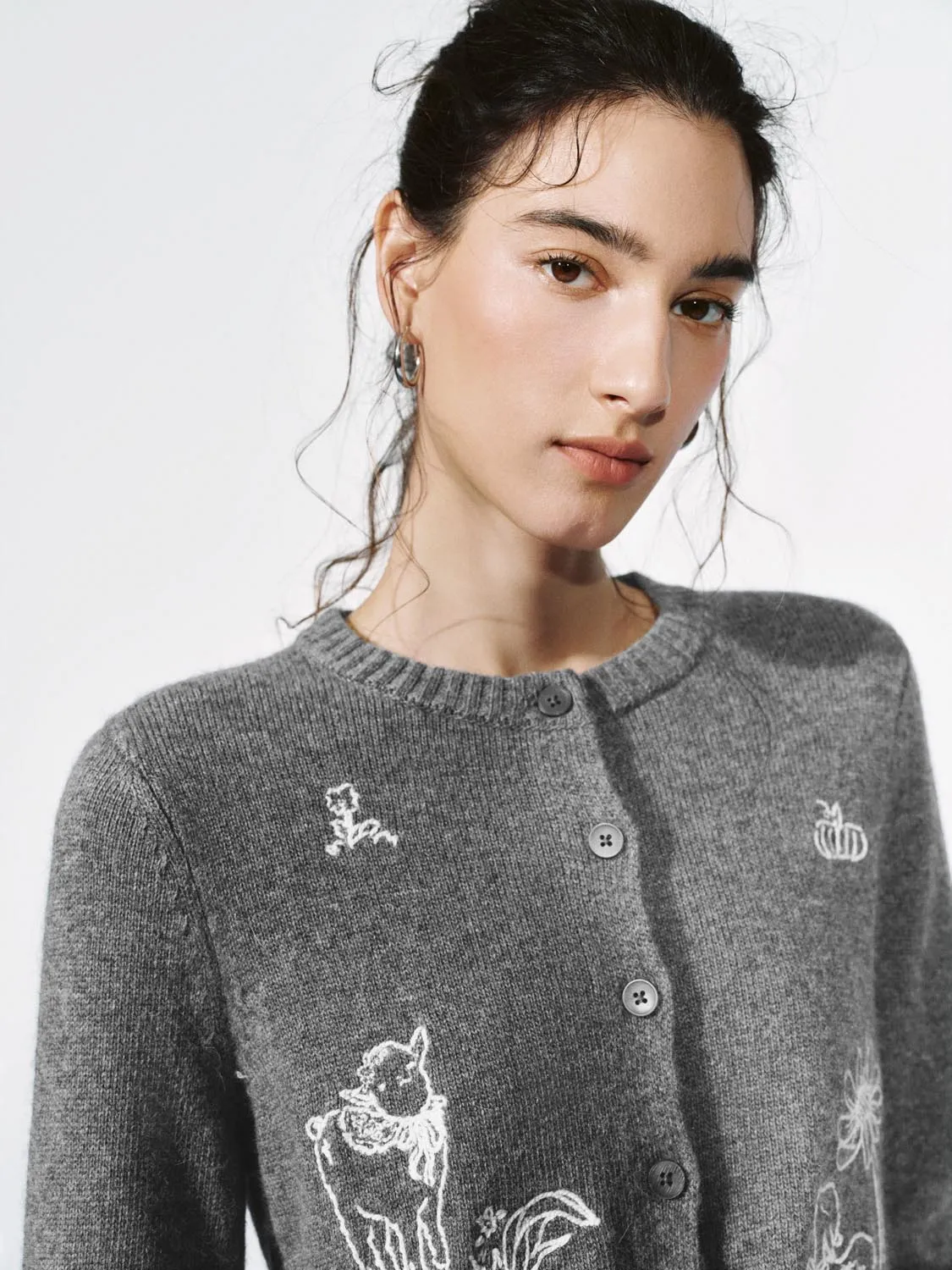 Crew Neck Intarsia Knitted Cardigans sold by Urban Revivo product image thumbnail 3