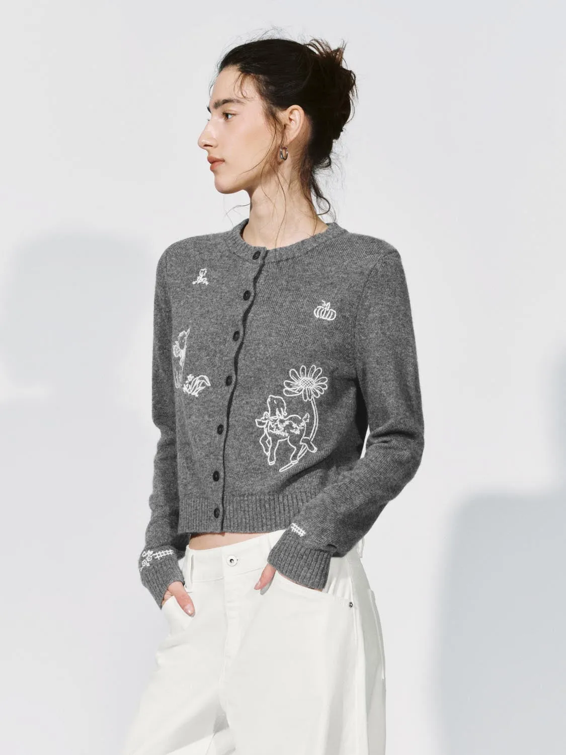 Crew Neck Intarsia Knitted Cardigans sold by Urban Revivo product image thumbnail 2