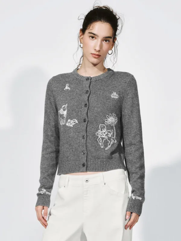 Crew Neck Intarsia Knitted Cardigans sold by Urban Revivo