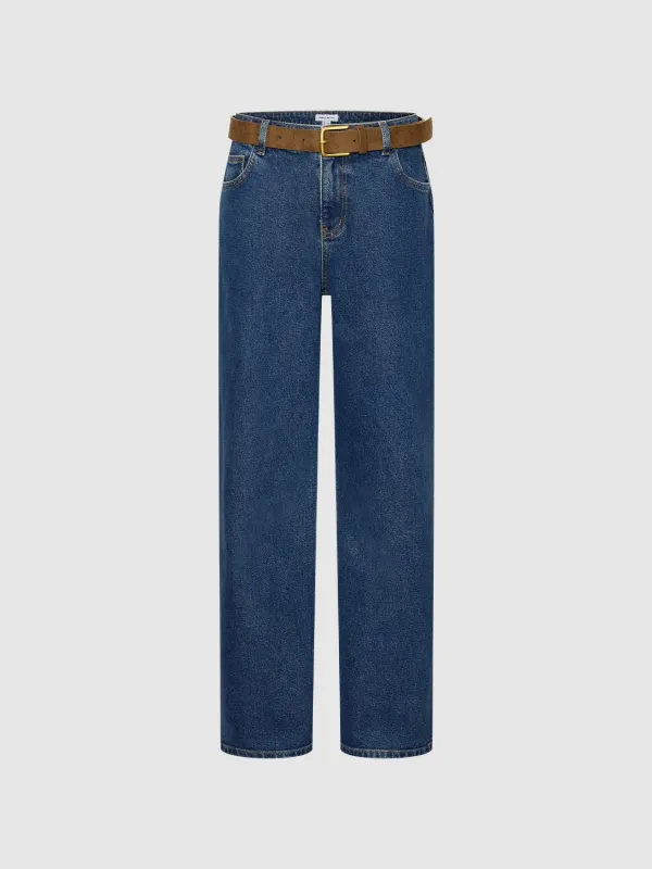 Belted Straight Leg Jeans made by Urban Revivo