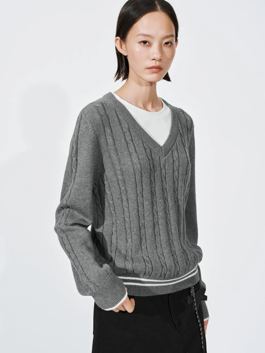 2 In 1 Cable Knitted T-Shirts sold by Urban Revivo product image thumbnail 2