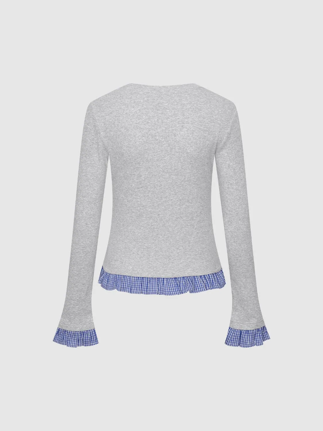 2 In 1 Contrast Frill Trim Long Sleeve T-Shirts sold by Urban Revivo product image thumbnail 2