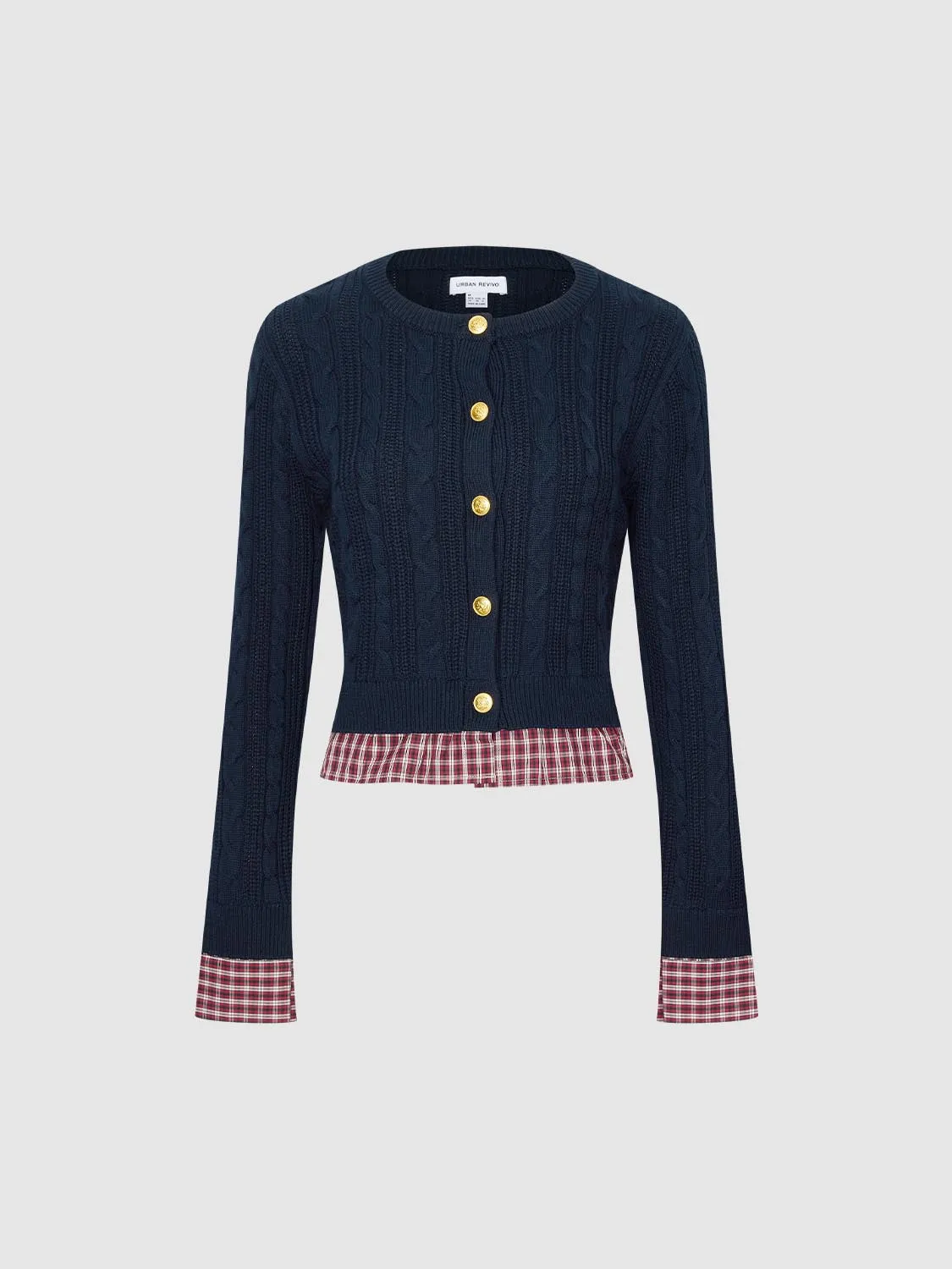 2 In 1 Check Trim Knitted Cardigans sold by Urban Revivo product image thumbnail 4