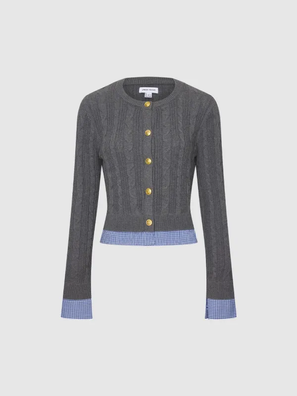 2 In 1 Check Trim Knitted Cardigans sold by Urban Revivo