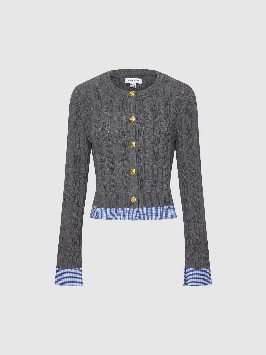 2 In 1 Check Trim Knitted Cardigans sold by Urban Revivo