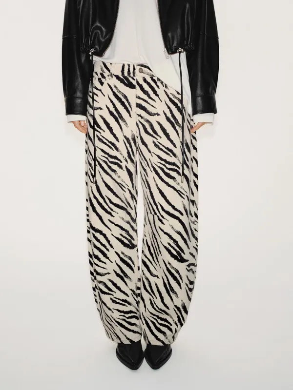 Zebra Print Barrel Leg Jeans sold by Urban Revivo