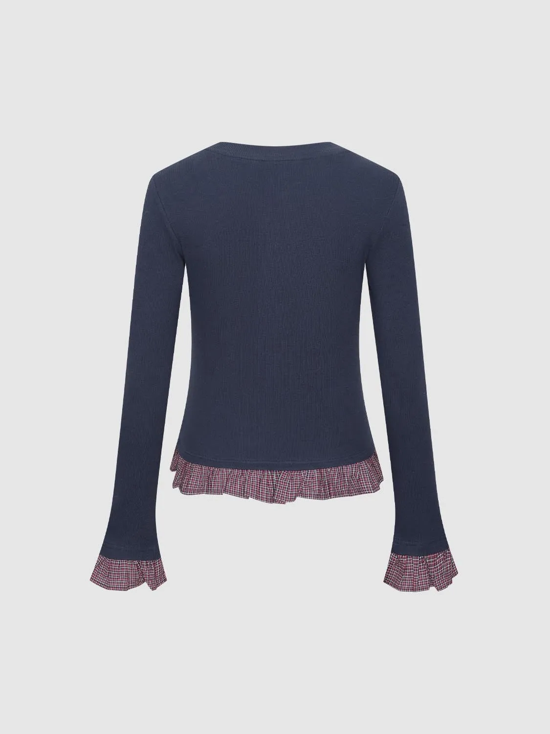 2 In 1 Contrast Ruffle Trim Long Sleeve T-Shirts sold by Urban Revivo product image thumbnail 2