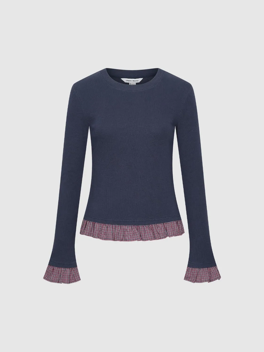 2 In 1 Contrast Ruffle Trim Long Sleeve T-Shirts sold by Urban Revivo