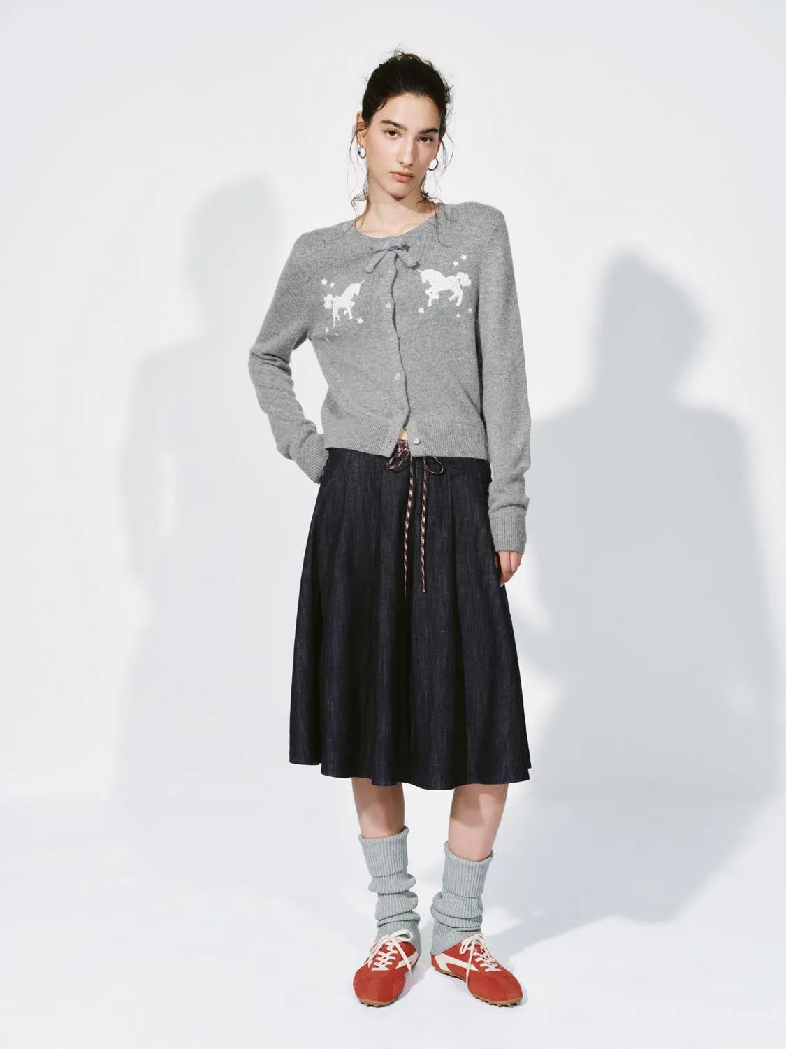 Crew Neck Bow Detail Intarsia Knitted Cardigans sold by Urban Revivo product image thumbnail 5