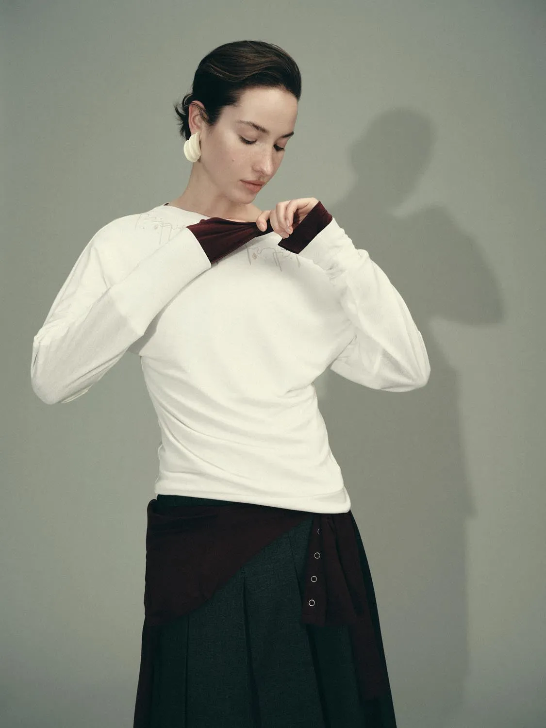 Boat Neck Embellished Long Sleeve T-Shirts sold by Urban Revivo product image thumbnail 2