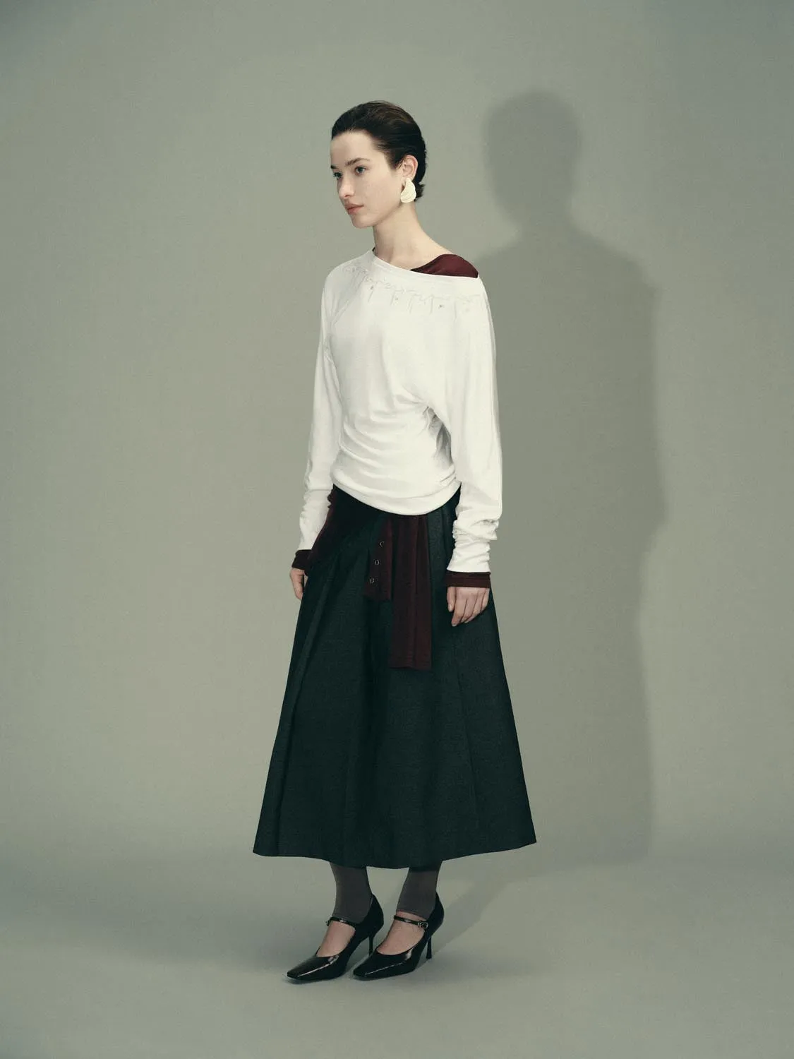 Boat Neck Embellished Long Sleeve T-Shirts sold by Urban Revivo product image thumbnail 5