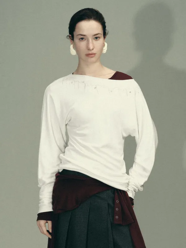 Boat Neck Embellished Long Sleeve T-Shirts sold by Urban Revivo