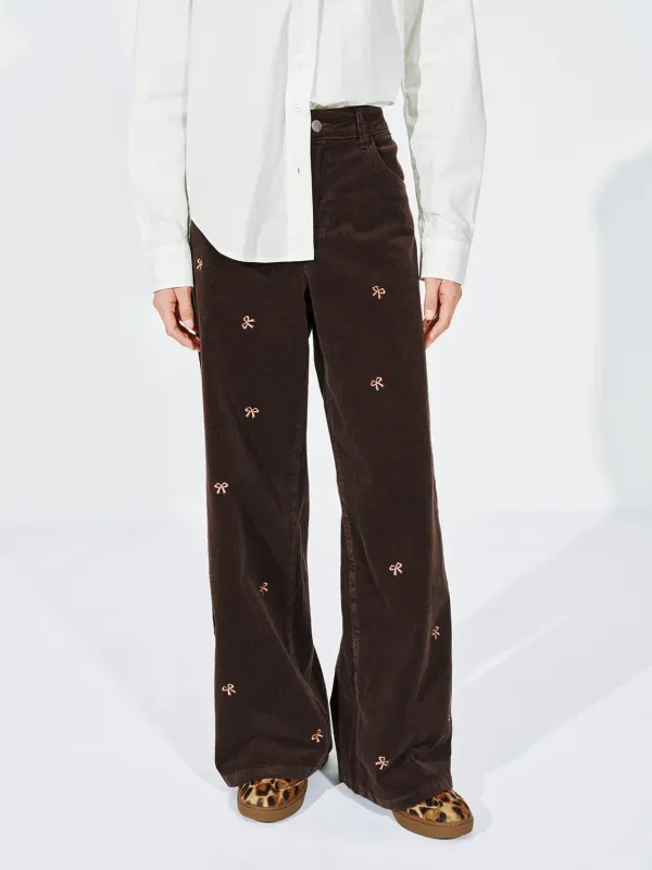 Bow Printed Wide Leg Jeans sold by Urban Revivo