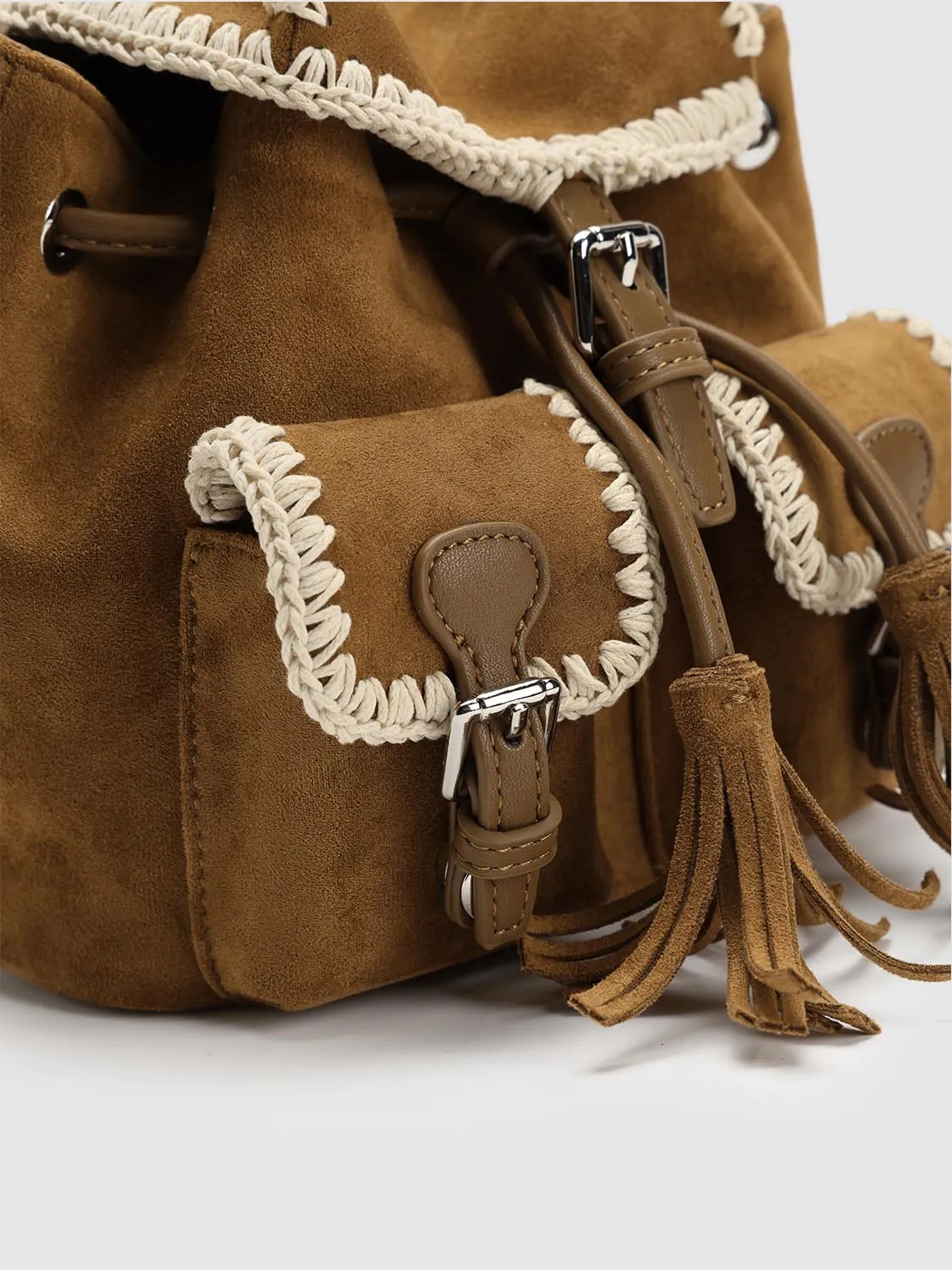 Contrast Crochet Trim Fringe Detail Backpacks sold by Urban Revivo product image thumbnail 5