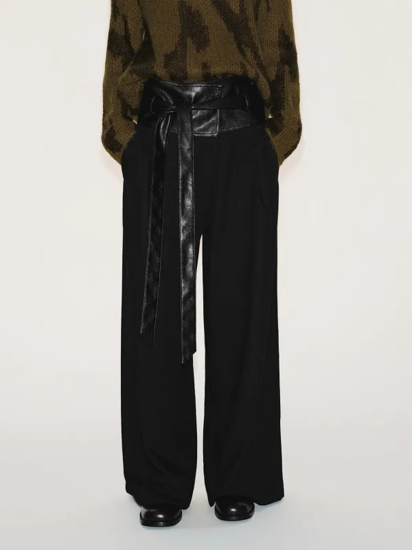 Faux Leather Tie Waist Wide Leg Pants sold by Urban Revivo
