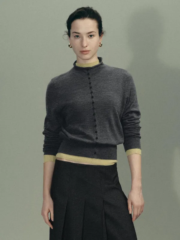 Mock Neck Button Detail Long Sleeve Knitted T-Shirts sold by Urban Revivo