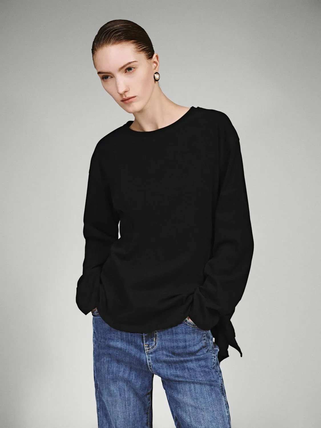 Knot Front Long Sleeve T-Shirts sold by Urban Revivo product image thumbnail 2