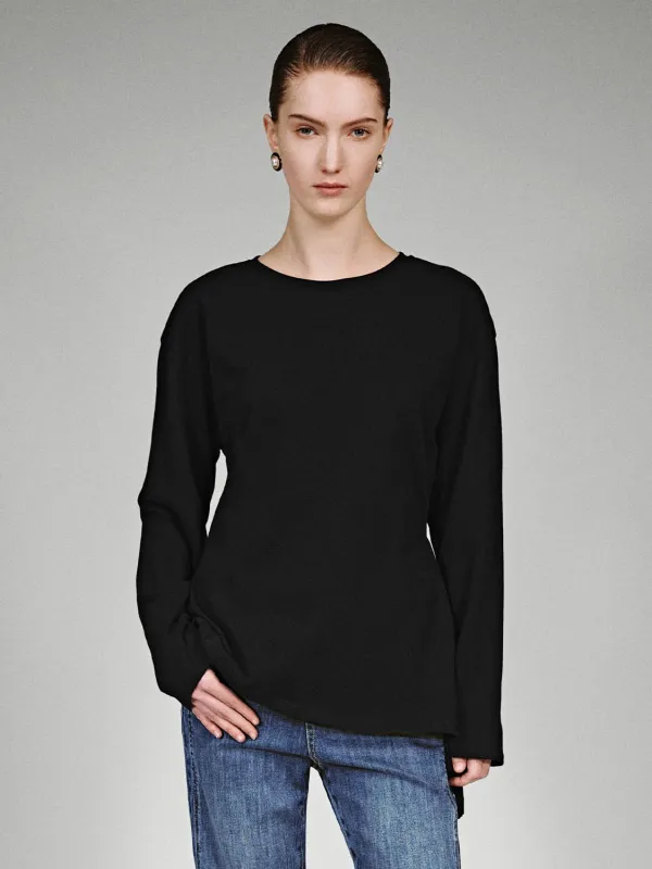 Knot Front Long Sleeve T-Shirts sold by Urban Revivo