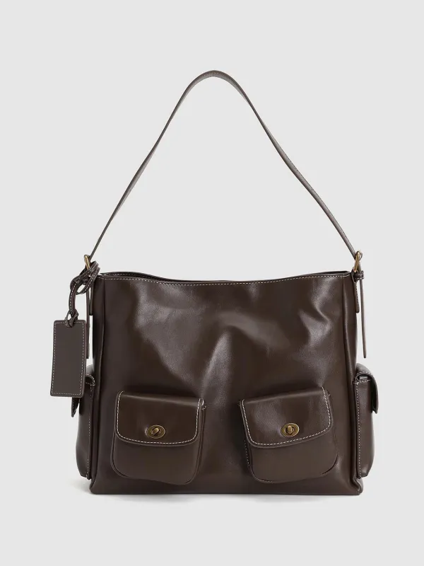 Faux Leather Multi Pockets Shoulder Bags sold by Urban Revivo