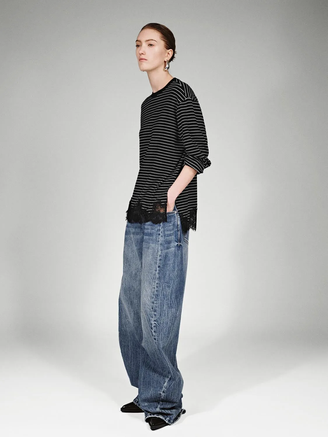 Lace Trim Striped Long Sleeve T-Shirts sold by Urban Revivo product image thumbnail 5