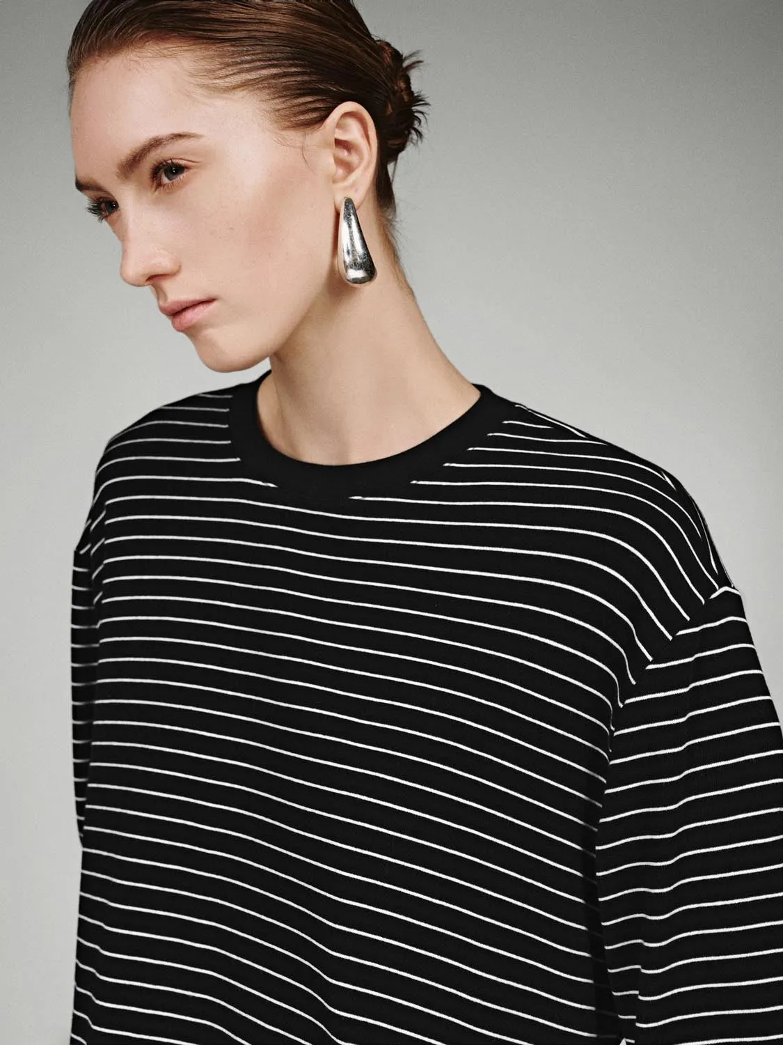 Lace Trim Striped Long Sleeve T-Shirts sold by Urban Revivo product image thumbnail 3