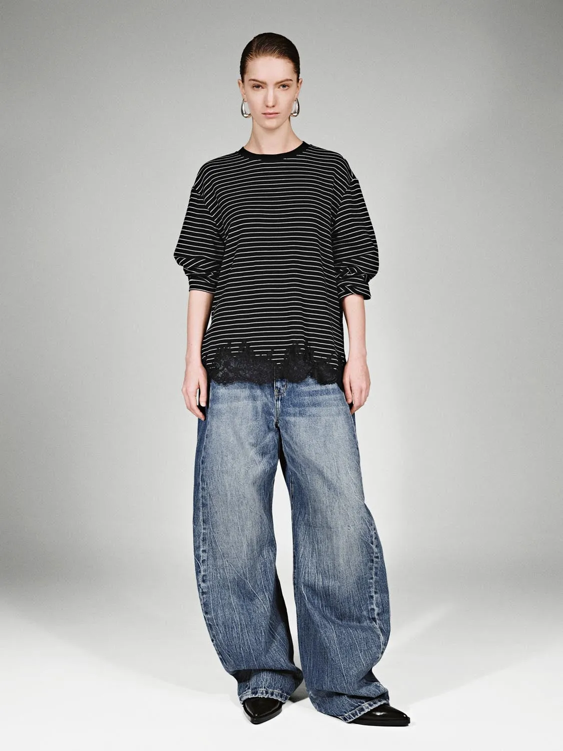 Lace Trim Striped Long Sleeve T-Shirts sold by Urban Revivo product image thumbnail 4