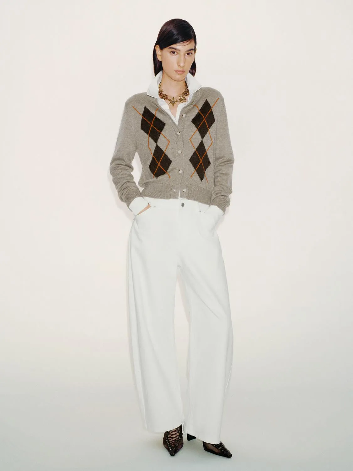 Crew Neck Argyle Knitted Cardigans sold by Urban Revivo product image thumbnail 5