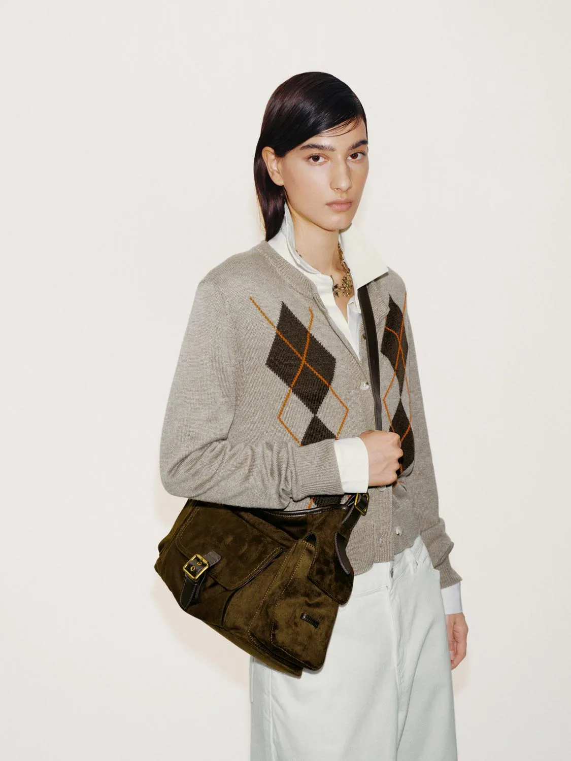 Crew Neck Argyle Knitted Cardigans sold by Urban Revivo product image thumbnail 2