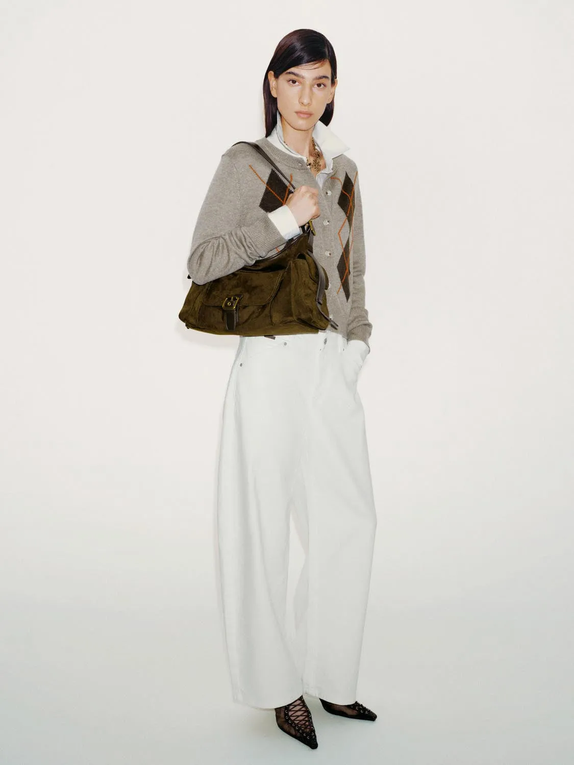 Crew Neck Argyle Knitted Cardigans sold by Urban Revivo product image thumbnail 4