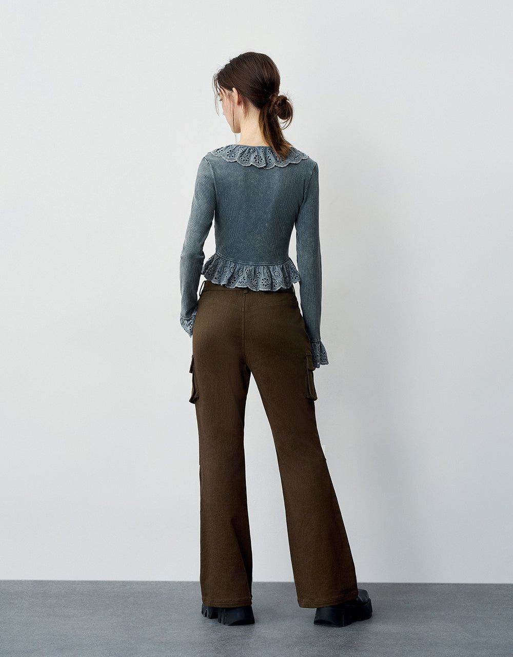 Ruffle V-Neck Skinny T-Shirt sold by Urban Revivo product image thumbnail 4