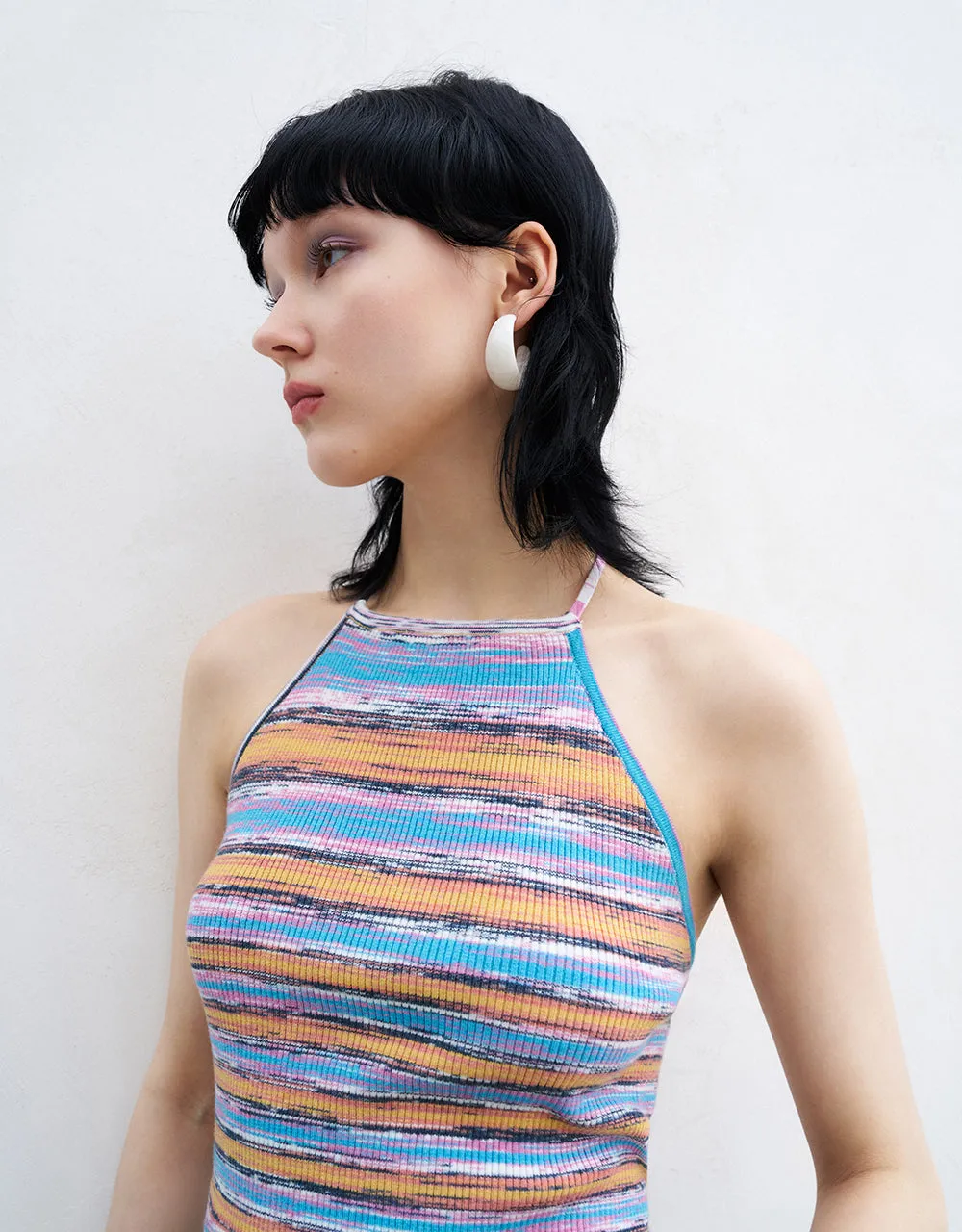 Halter Neck Striped Knitted Tank Top sold by Urban Revivo product image thumbnail 5