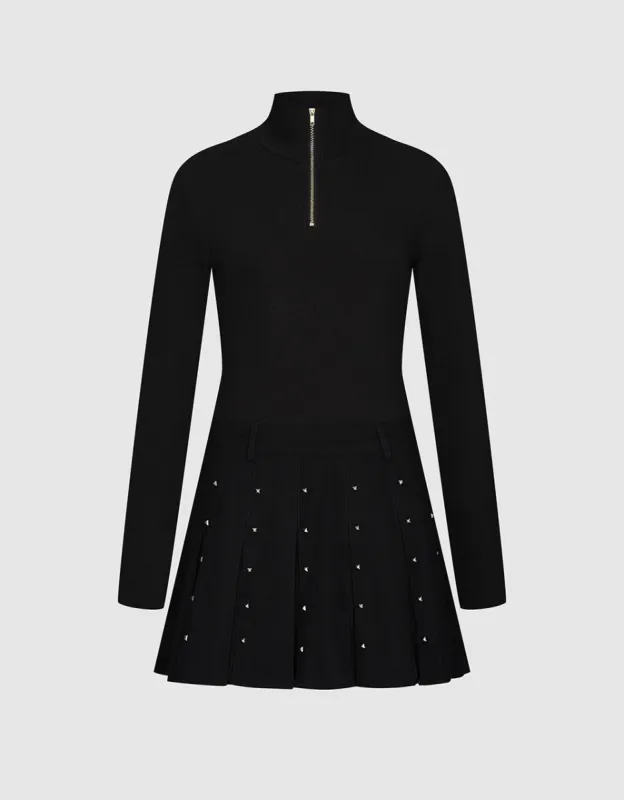 Zip Half Placket A-Line Dress sold by Urban Revivo