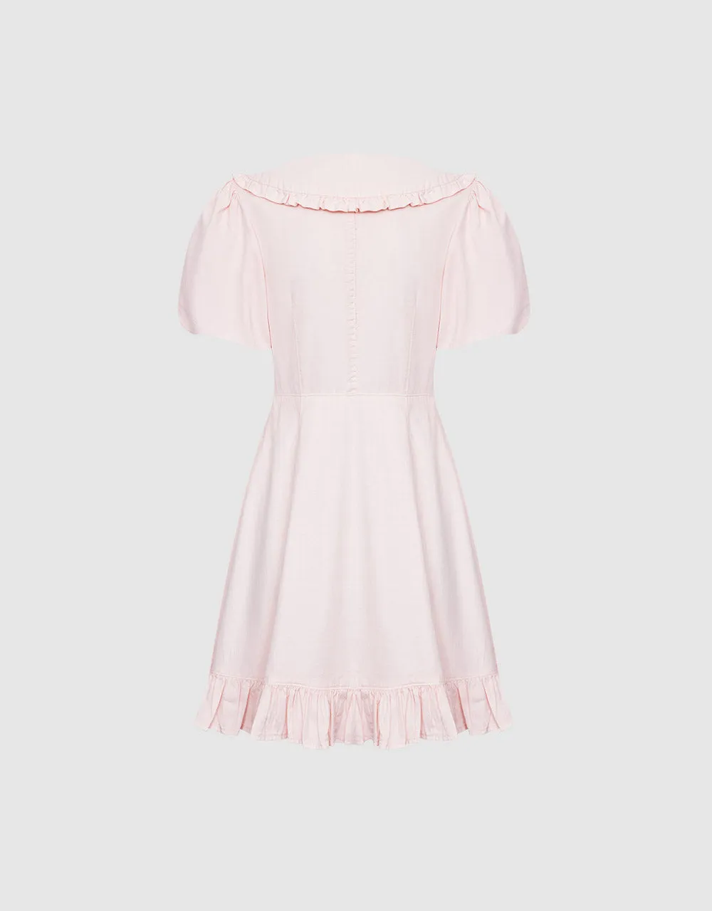 Half Button Ruffle Hem Denim Dress sold by Urban Revivo product image thumbnail 4