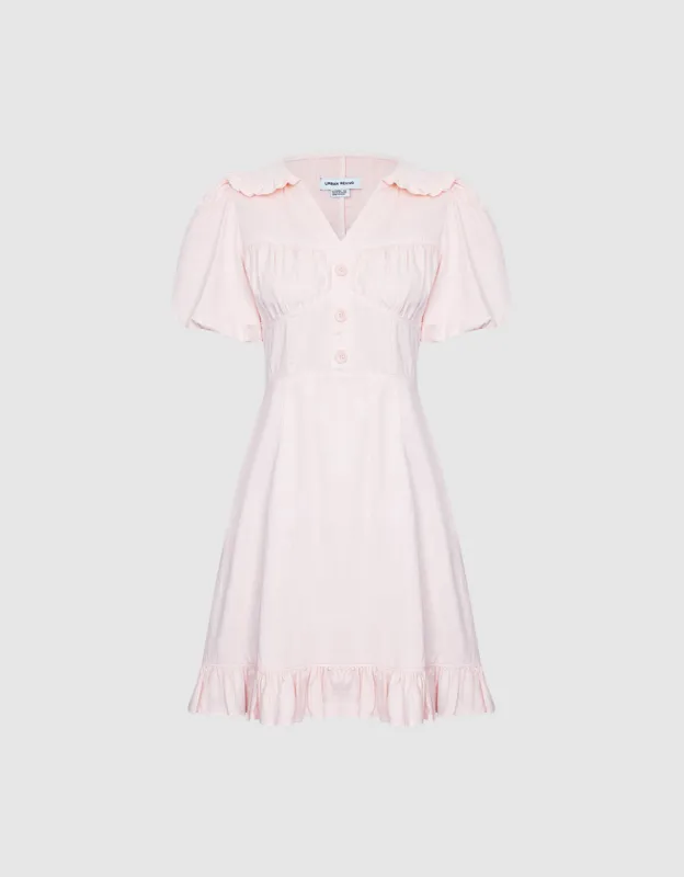 Half Button Ruffle Hem Denim Dress sold by Urban Revivo