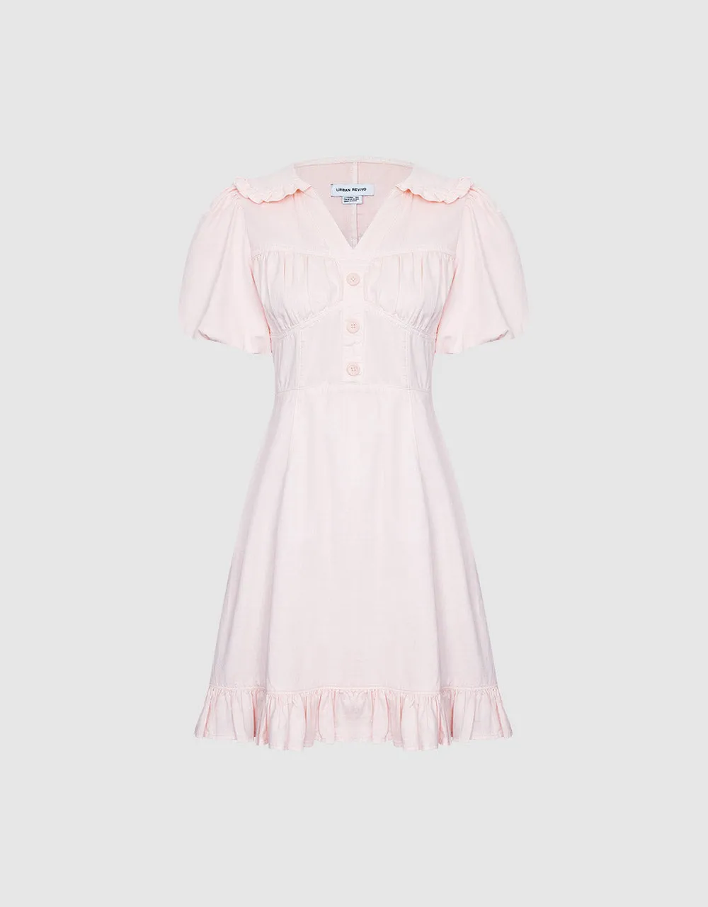 Half Button Ruffle Hem Denim Dress sold by Urban Revivo