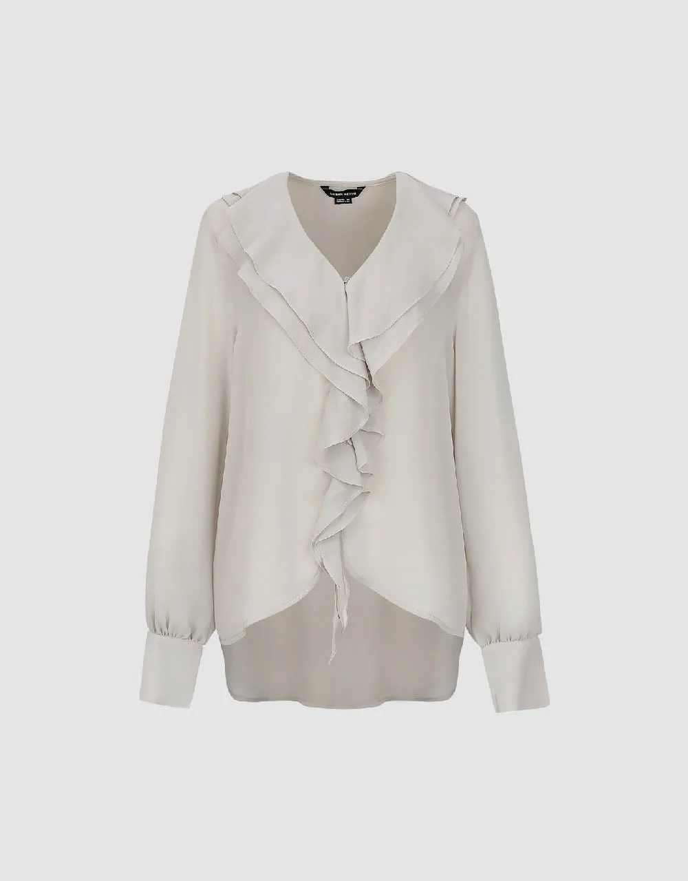 Ruffle V-Neck Straight Shirt sold by Urban Revivo product image thumbnail 2