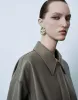 Drop Shoulder Sleeve Vegan Leather Jacket sold by Urban Revivo