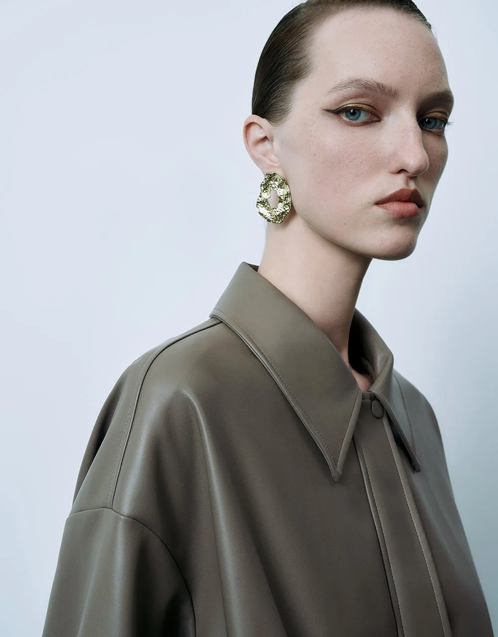 Drop Shoulder Sleeve Vegan Leather Jacket sold by Urban Revivo product image thumbnail 5