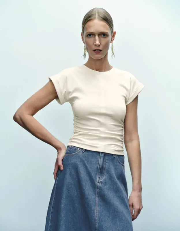 Dolman Sleeve Crew Neck Skinny T-Shirt sold by Urban Revivo