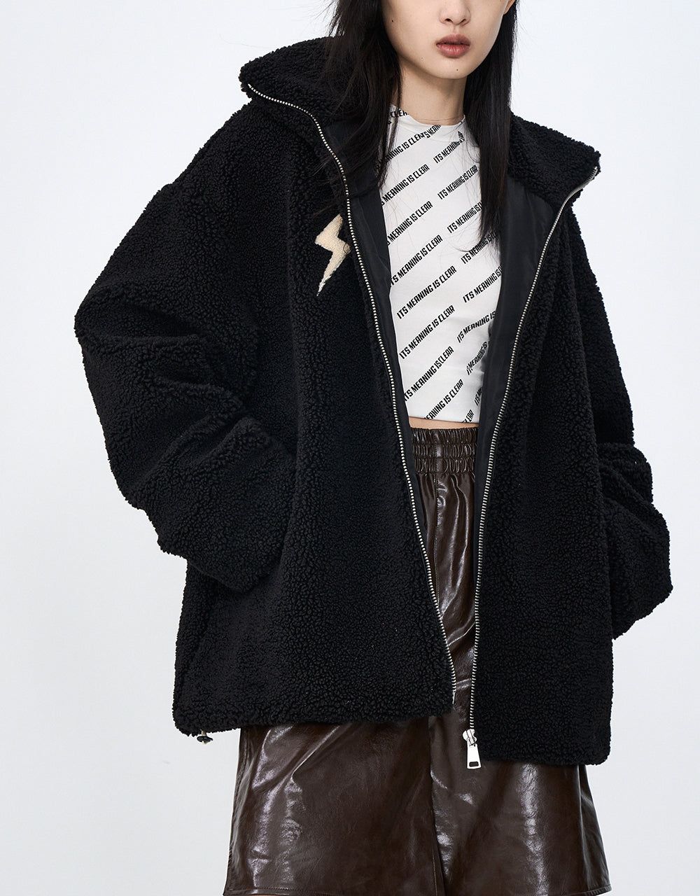 Zipper Front Furry Jacket sold by Urban Revivo product image thumbnail 3