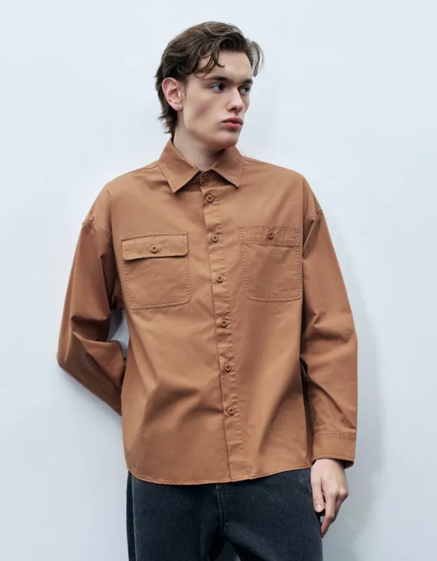 Double Pockets Oversized Shirt sold by Urban Revivo