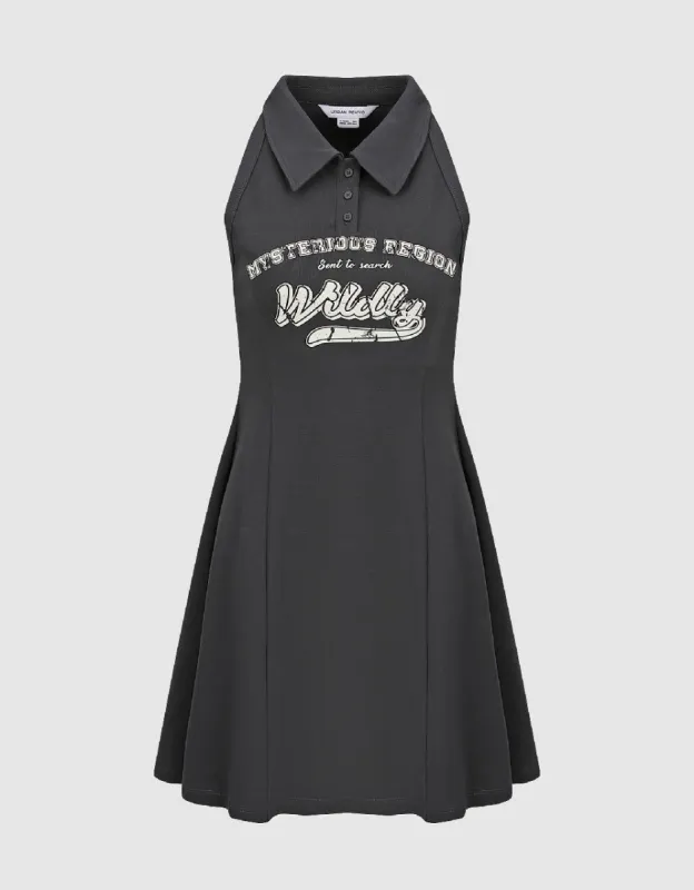Letter Printed Sleeveless A-Line Dress made by Urban Revivo