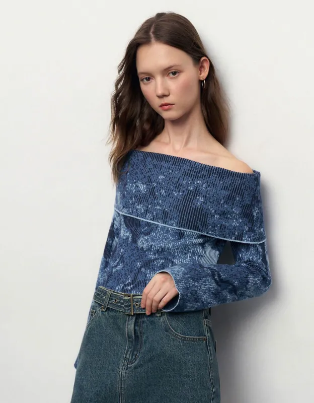 Off-Shoulder Skinny Knitted T-Shirt sold by Urban Revivo