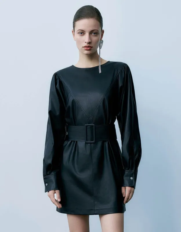 Crew Neck Straight Dress With Belt sold by Urban Revivo