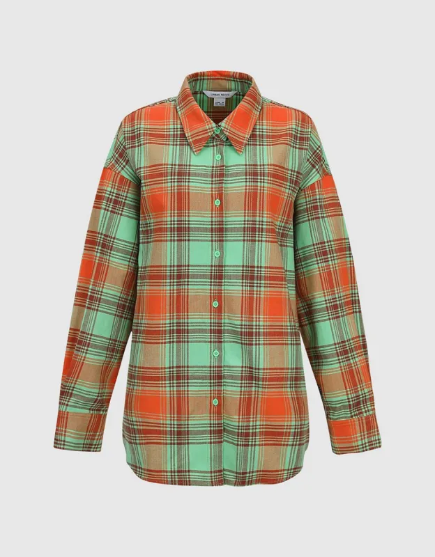 Plaid Button Up Loose Shirt sold by Urban Revivo