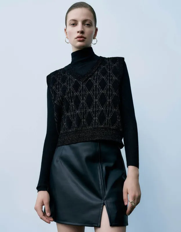 Sleeveless V-Neck Knitted Vest sold by Urban Revivo