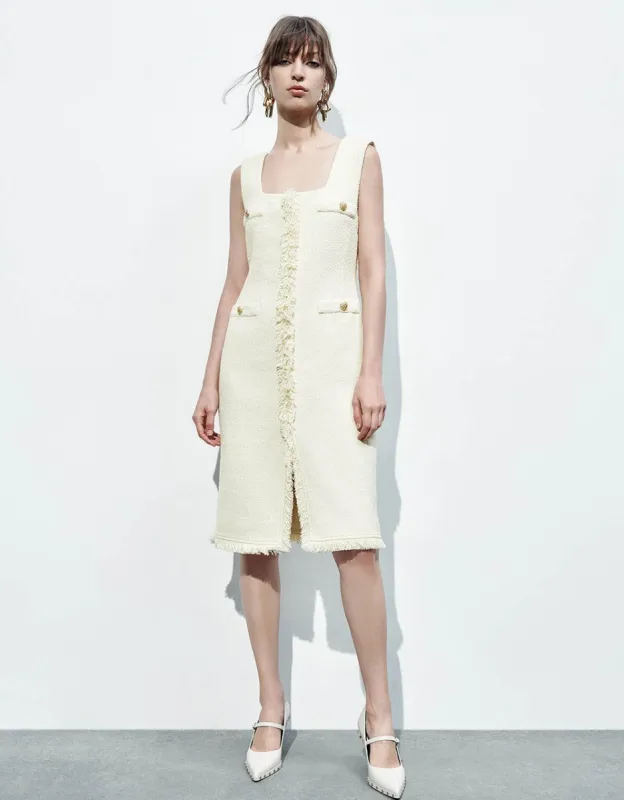 Sleeveless Raw Hem Tweed Dress sold by Urban Revivo