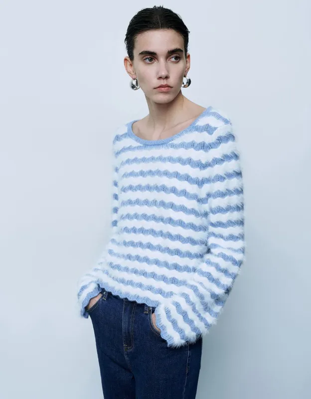 Striped Crew Neck Knitted T-Shirt sold by Urban Revivo