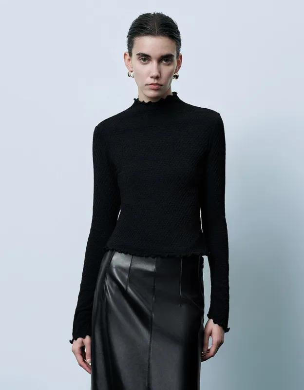 Lettuce Trim Turtle Neck Knitted T-Shirt sold by Urban Revivo