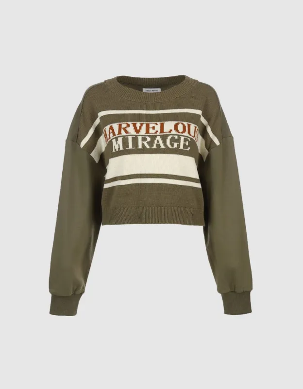 Letter Print Knitted T-Shirt sold by Urban Revivo